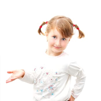 Beautiful young girl isolated on white.