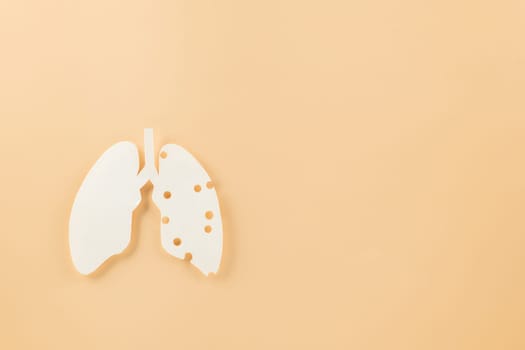 World tuberculosis day. Lungs paper cutting decorative symbol on pastel background, copy space, concept of world TB day, no tobacco, banner background, respiratory, lung cancer awareness, 24 March