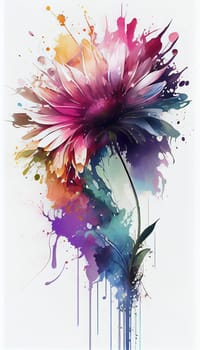 Flowers watercolor illustration isolated on white background, Spring Summer, digital painting Design for fabric, Generative AI