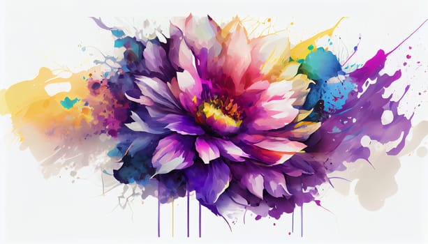 Flowers watercolor illustration isolated on white background, Spring Summer, digital painting Design for fabric, Generative AI