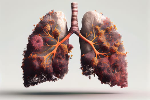 World No Tobacco Day. toxic smoke formation shaped as the human lung, Unhealthy lungs breathing smoke and pollution, Generative AI