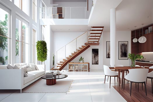 Stylish modern interior Idea for home design, beautiful luxurious living room, cozy living room with stylish sofa, Generative AI