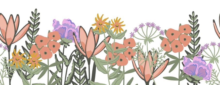 seamless floral border in vintage style