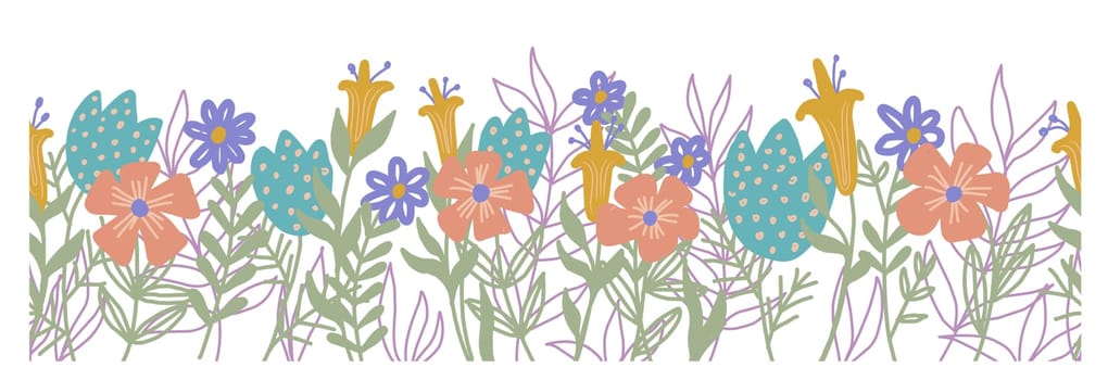 seamless floral border in vintage style