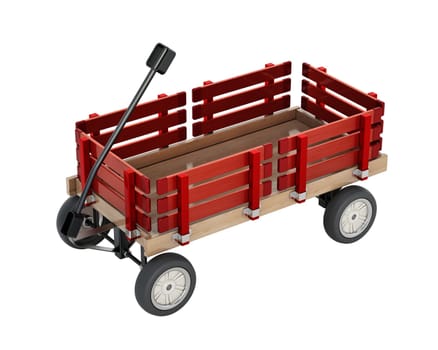 Toy child's wagon isolated on white background. 3D illustration.