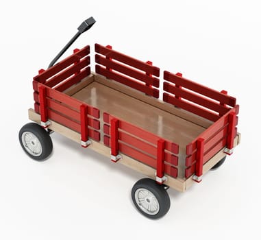 Toy child's wagon isolated on white background. 3D illustration.