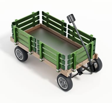 Toy child's wagon isolated on white background. 3D illustration.