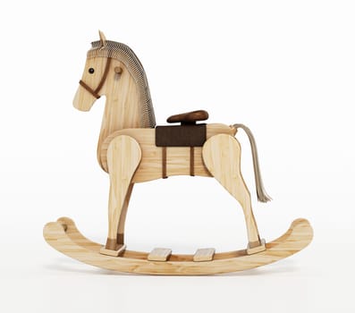 Rocking horse isolated on white background. 3D illustration.