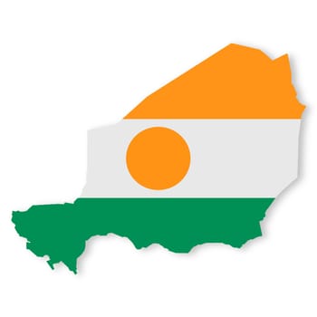A Niger flag map on white background with clipping path 3d illustration
