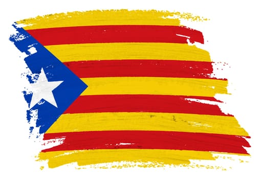 A Catalonia independence flag background paint splash brushstroke 3d illustration with clipping path