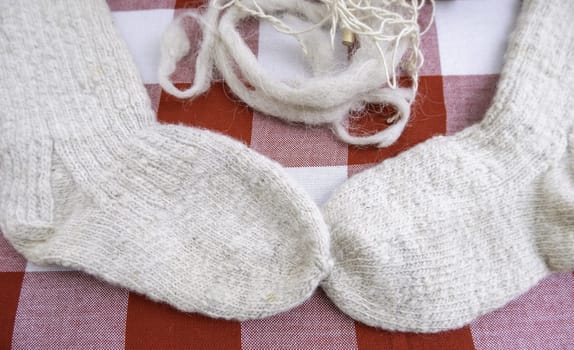 Detail of handmade clothing with animal hair