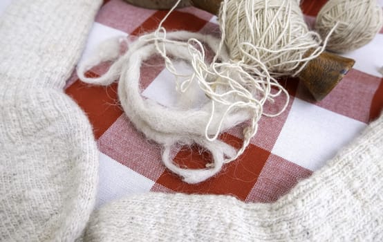 Detail of handmade clothing with animal hair
