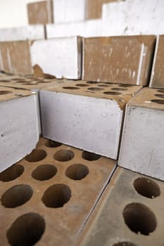 Detail of clay bricks for construction and work