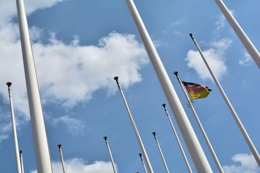 Flagpoles with the ICC in Berlin