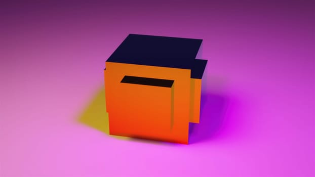 Colorful Iridescent cube. Computer generated 3d render
