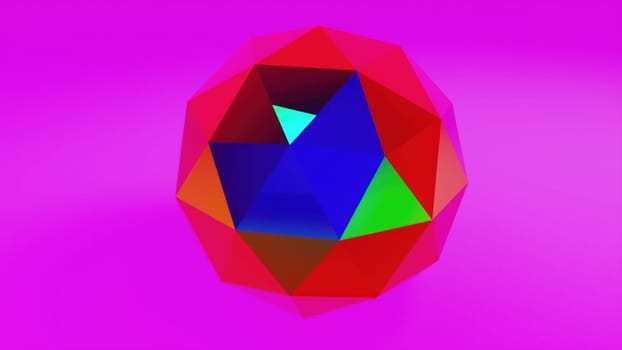 Iridescent icosphere. Computer generated 3d render