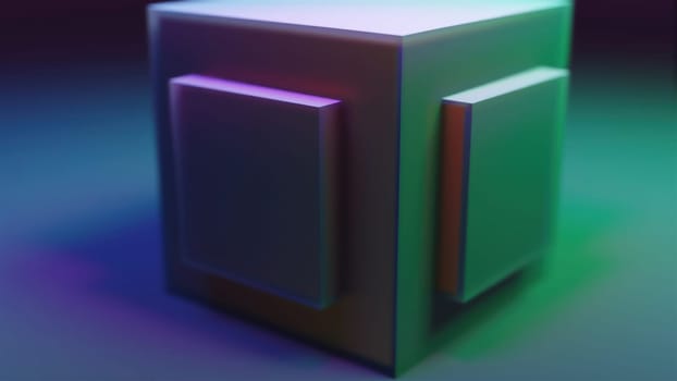 Colorful Iridescent cube. Computer generated 3d render