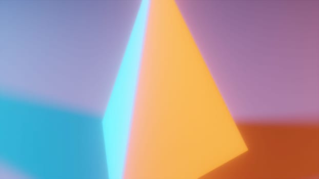 Orange and blue triangle. Computer generated 3d render