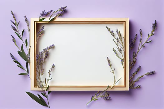 The painting features a beautifully crafted photo frame with delicate lavender inserts. The soft purple hues of the lavender bring a sense of calm and tranquility to the piece, while the frame itself serves as a reminder of cherished memories captured in photographs. The image is generated with the use of an AI.