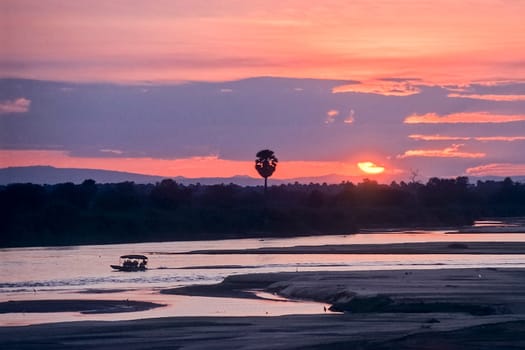 view of Rufiji River, Selous Game Reserve, Morogoro, Tanzania, Africa.