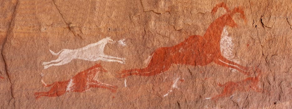 Prehistoric Petroglyphs - Rock Art - Akakus (Acacus) Mountains, Sahara, Libya........