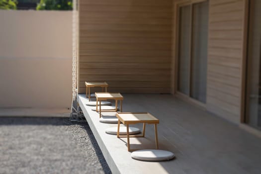 Wooden coffee shop in spring to summer season, stock photo