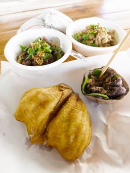 Crispy fried gourami fish Thai street food, stock photo