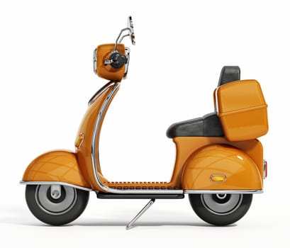 Classic vintage scooter motor bike or moped isolated on white background. 3D illustration.