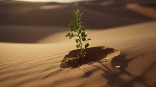 This stunning 8k photo captures the harsh reality of the desert environment, where only the strongest can survive. The image features a young plant, barely clinging to life in the barren, arid landscape. The colors are vivid and the detail is exquisite, showcasing the intricate textures and patterns of the desert terrain. This photo is sure to inspire awe and admiration for the tenacity of life in even the harshest of conditions.