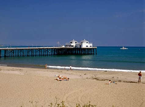 Malibu beach with pier in California