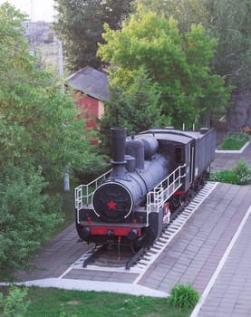 Monument of old steam locomotive, operated during the First and Second World Wars.
