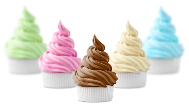 mixed soft ice cream sorts on a white background