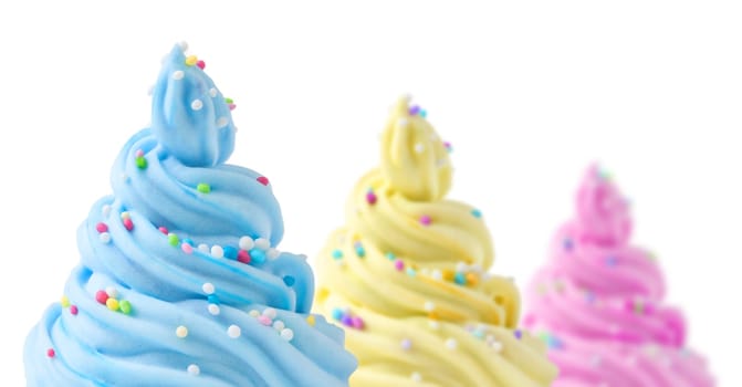 colorful soft ice cream on a white background