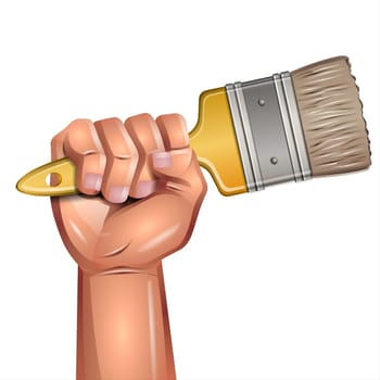 International Labor Day. Illustration of a hand with a paintbrush.