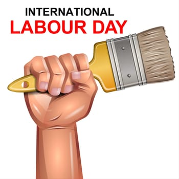 International Labor Day. Illustration of a hand with a paintbrush.