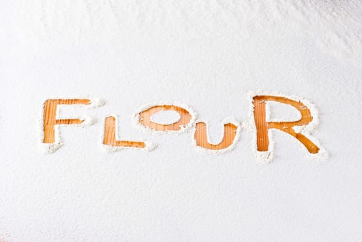Flour background with "flour"" word"