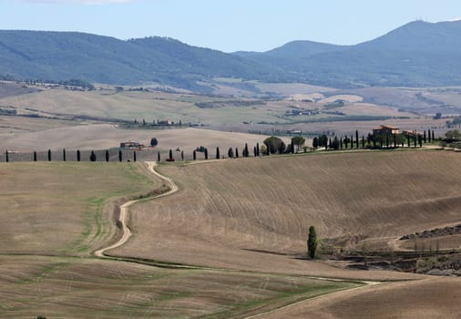 The rural landscape near Pienza in Tuscany. Italy