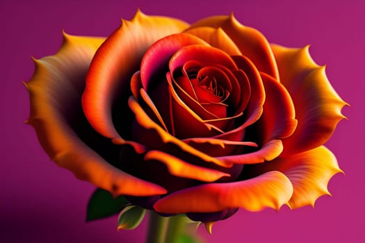 3d illustration of red and yellow rose flowers over dark blue background