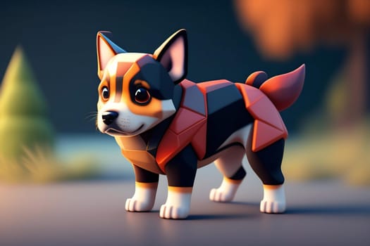 Cute cartoon dog. 3d illustration. Conceptual image.