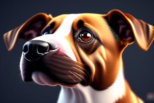 Digital illustration of a Bulldog in front of a dark background.