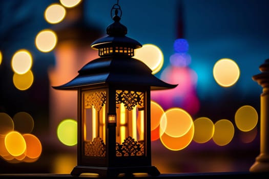 Lantern with bokeh background, Ramadan Kareem concept