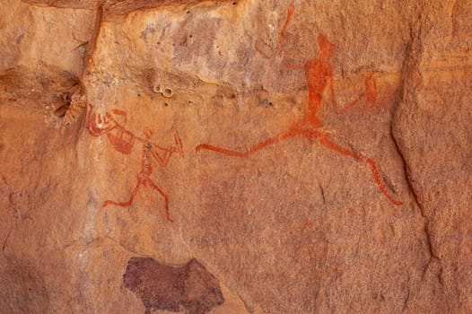 Prehistoric Petroglyphs - Rock Art - Akakus (Acacus) Mountains, Sahara, Libya..
