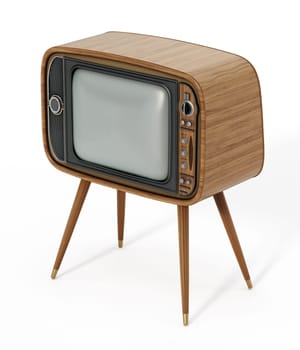 Retro analogue tv isolated on white background. 3D illustration.