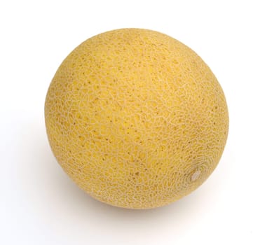 Galia melon,also known as net melon because of the structure on its yellow peel,has a white to green flesh. Galia melon,also known as the netted melon because of the structure on its yellow skin,has white to green