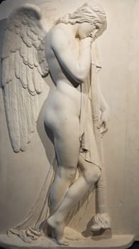 Possagno, Italy - June 2022: Funeral Angel by Antonio Canova, 1818. Ancient statue, vintage art