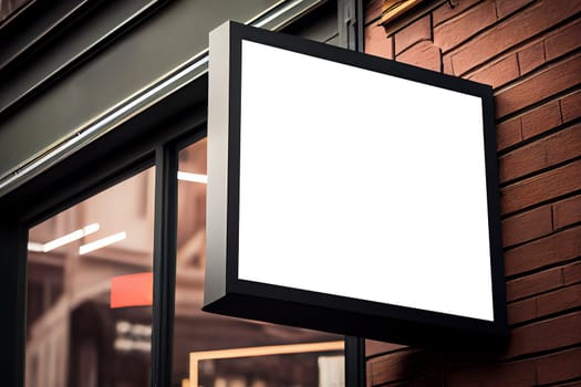 Outdoor store banner signage mockup - signboard for shop, store, restaurant in urban street