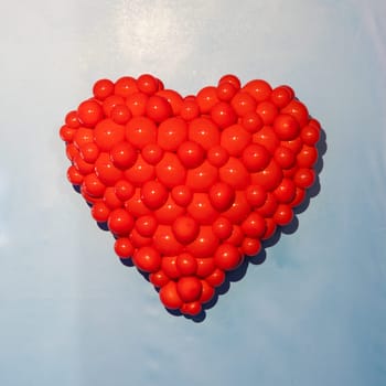 Red heart - symbol of love, romantic, celebration. Concept with copy space