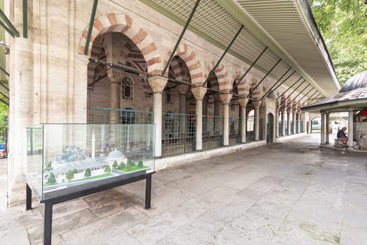 Istanbul, Turkey - August 31 2022: Courtyard of Kilic Ali Pasha Mosque, located in the Tophane neighbourhood, Beyoglu district