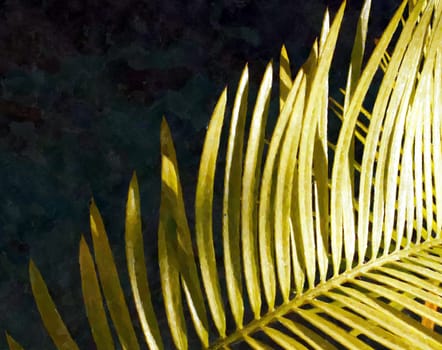 Fern leaves watercolor composition over black background