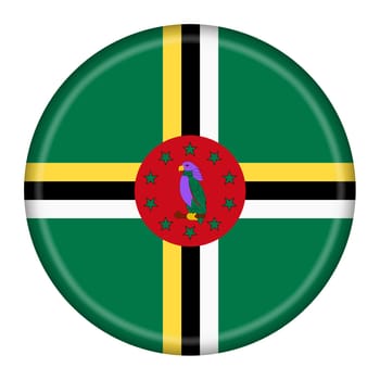 A Dominica flag button 3d illustration with clipping path